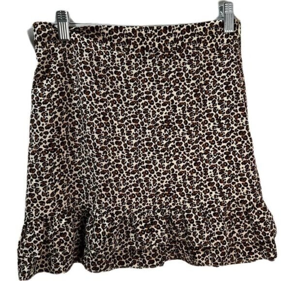 AQUA Flounce-Hem Leopard Print Skirt Small - Picture 2 of 7